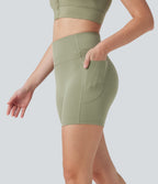 High Waisted Training Biker Shorts 5'' with Pockets