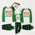 Green Raglan Top Green Plaid Christmas Pajamas Set With Christmas Gnomes and "CHILLIN' WITH MY GNOMIES" Print