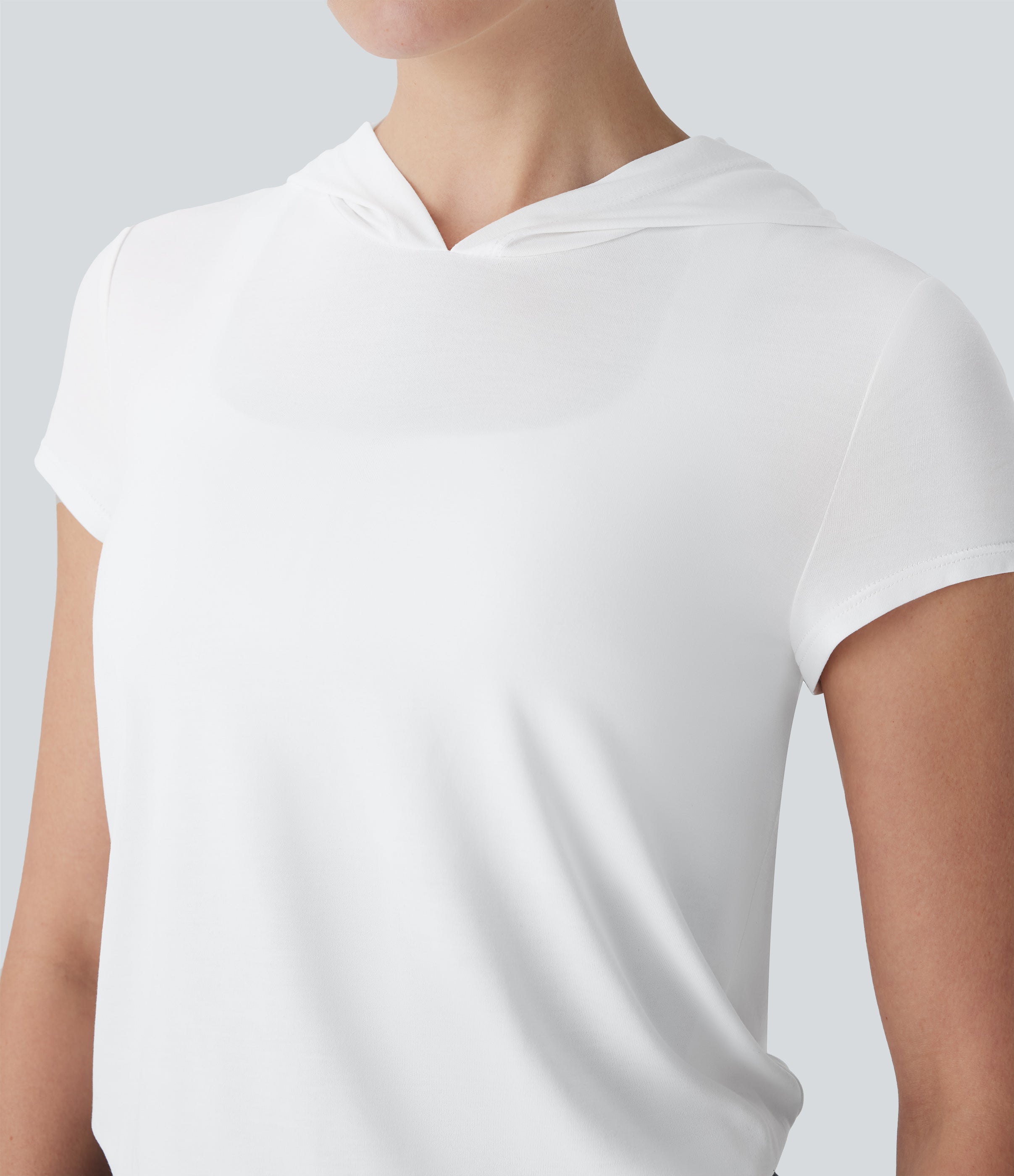 Hooded Short Sleeve Cut Out Yoga Sports Top