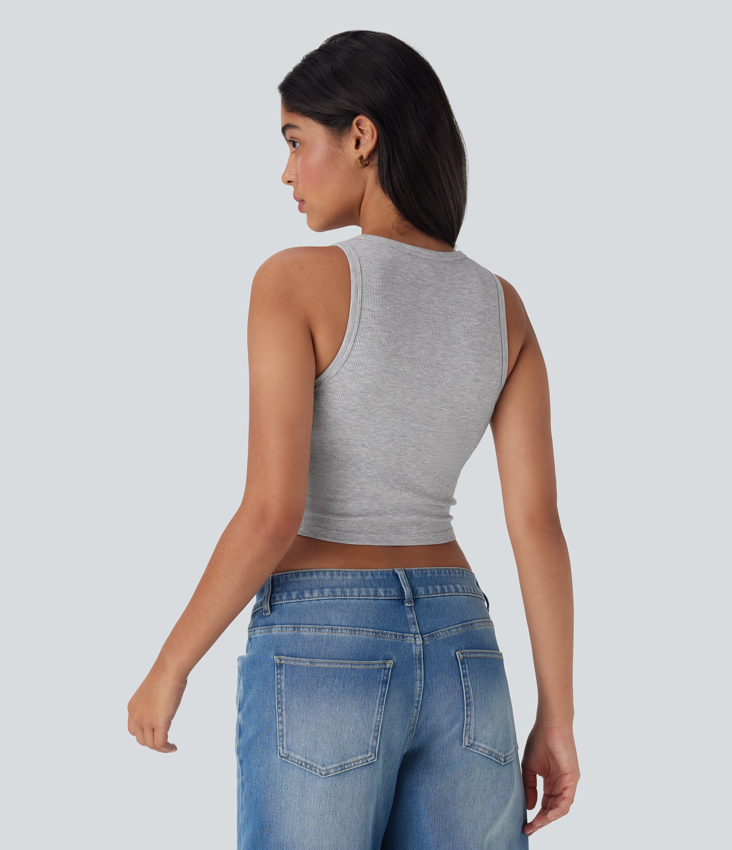 Round Neck Cropped Casual Tank Top