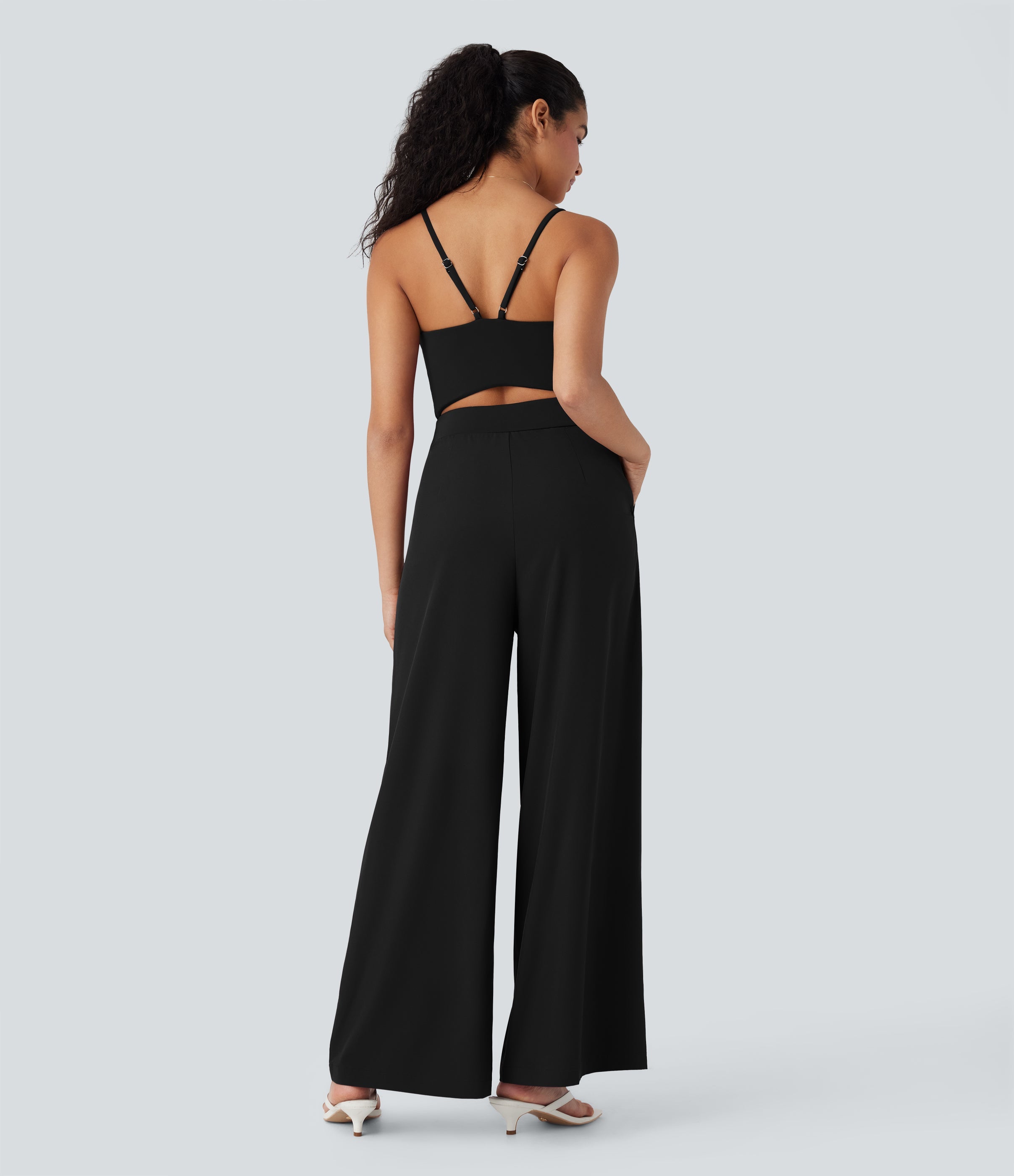 BreezefulTM Wide Leg Quick Dry Casual Slip Jumpsuit with Pockets-Easy Peezy Edition