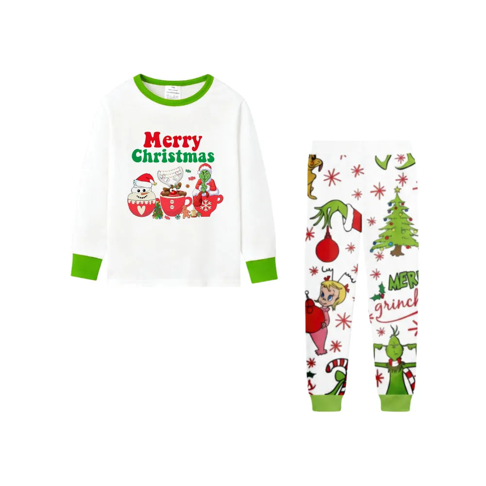 Holiday Family Christmas Pajamas Set With Playful Christmas Character Pattern Print