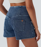 FlexTM SoCinched High Waisted Tummy Control Denim Casual Shorts 3'' with Pockets