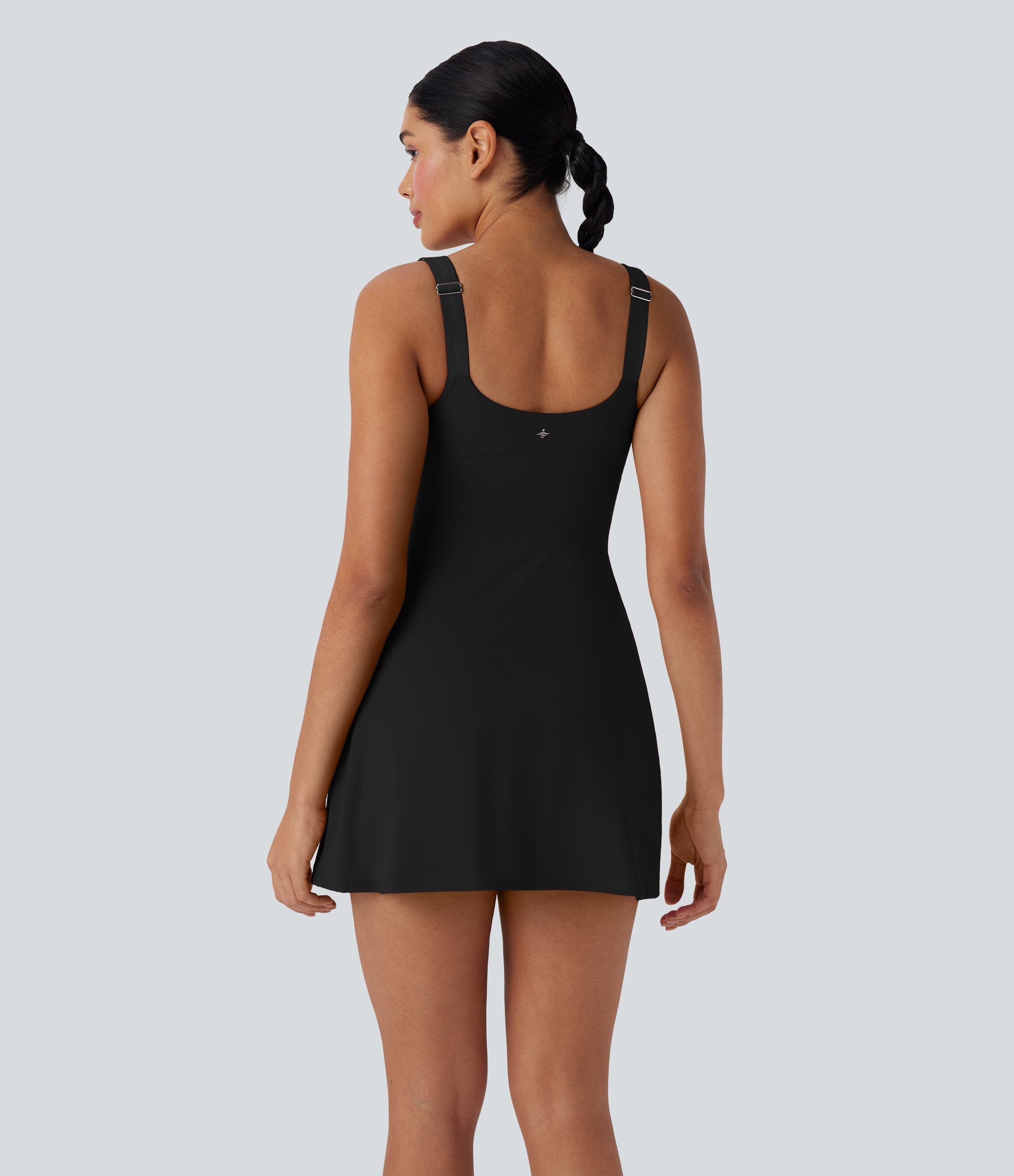 SoftlyZeroTM Plush Push-Up Molded Cups Zipper 2-in-1 Yoga Active Dress with Pockets-Easy Peezy