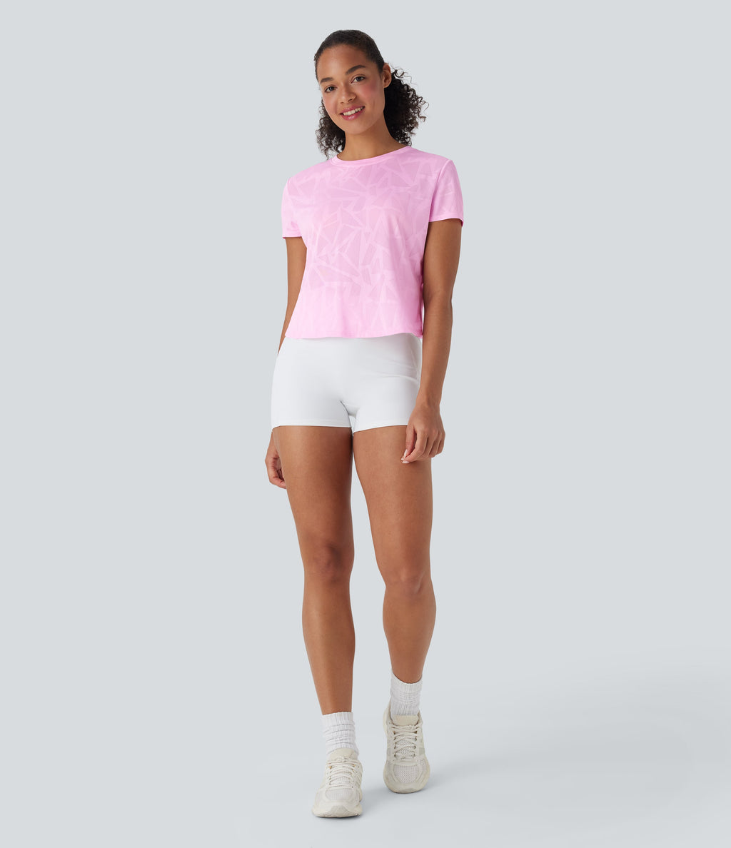 Seamless Flow Jacquard Crossover Hem Yoga Sports Top