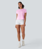 Seamless Flow Jacquard Crossover Hem Yoga Sports Top