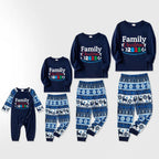 Joyful Blue Christmas Pajamas Set  With Family Christmas Phrases