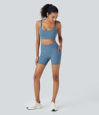 UltraSculptTM High Waisted Yoga Biker Shorts 5'' with Pockets