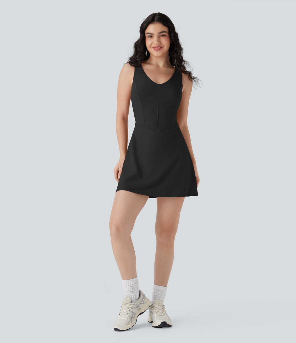 SoftlyZeroTM Airy Corset 2-in-1 Cool Touch Mini Tennis Active Tank Dress with Pockets-Easy Peezy Edition