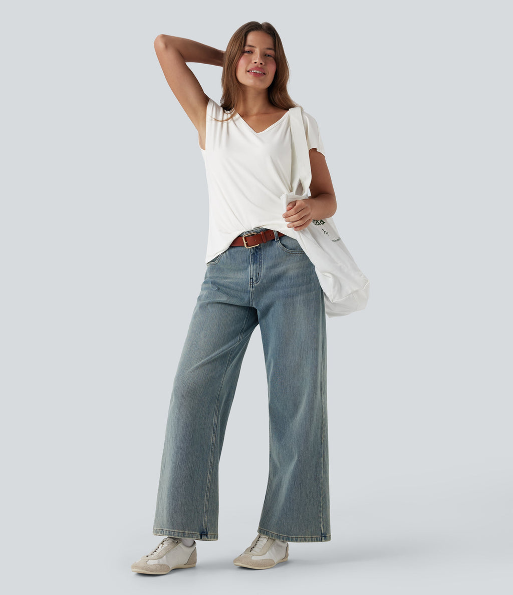 V Neck Short Sleeve Casual T-Shirt