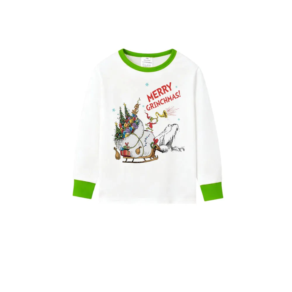 Holiday Family Christmas Pajamas Set With Cute Christmas Character Pattern Print