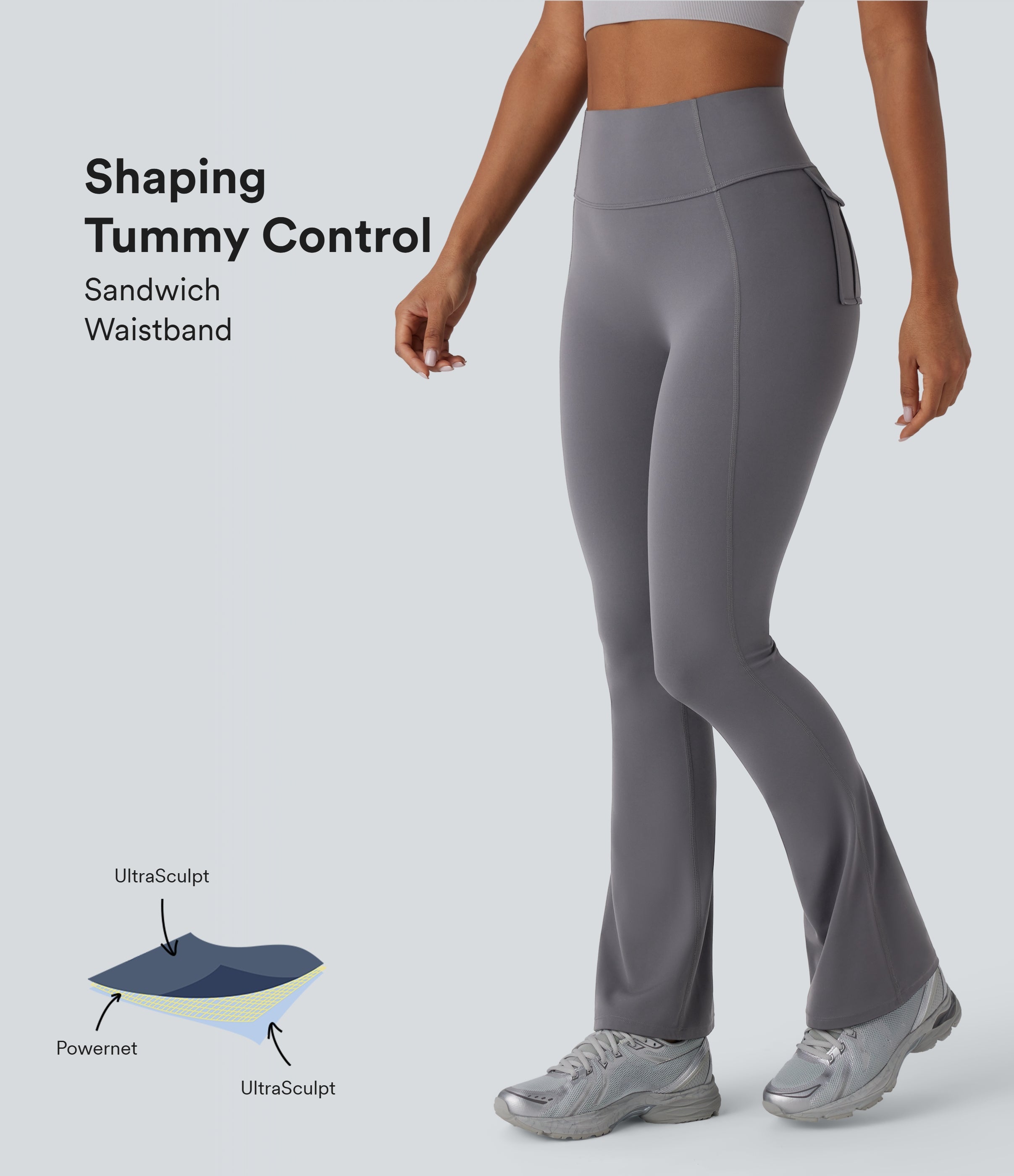 UltraSculptTM SoCinched High Waisted Tummy Control Yoga Bootcut Leggings with Pockets