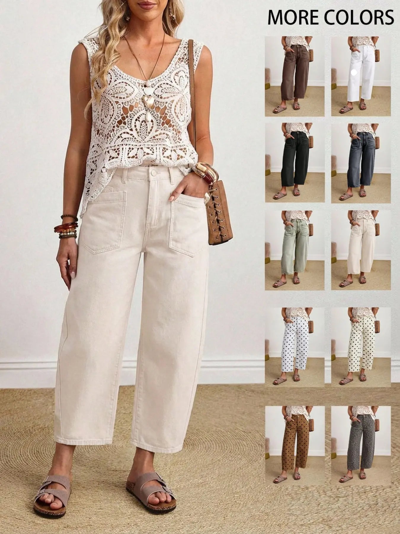 Women's Solid Color Casual Everyday Denim Jeans Wide Leg Jeans Women Baggy Jeans Loose Jeans Women Jeans Baggy Khaki Jeans,New Autumn Arrivals