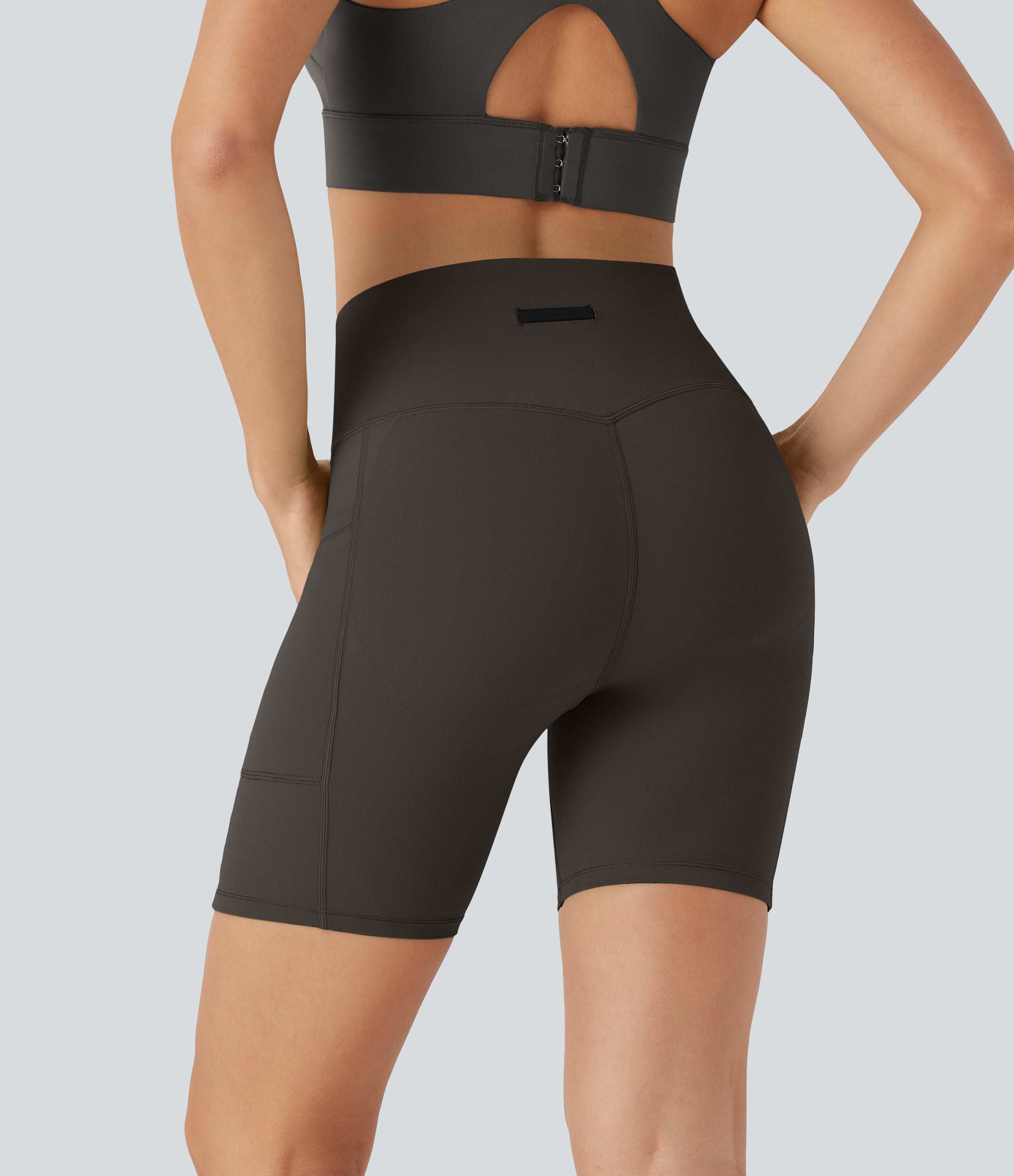 UltraSculptTM SoCinched High Waisted Butt Lifting Tummy Control Loop Running Biker Shorts 7'' with Pockets