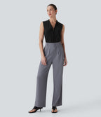 SoftlyZeroTM Airy V Neck Zipper Sleeveless Cool Touch Work Blouse-UPF50+