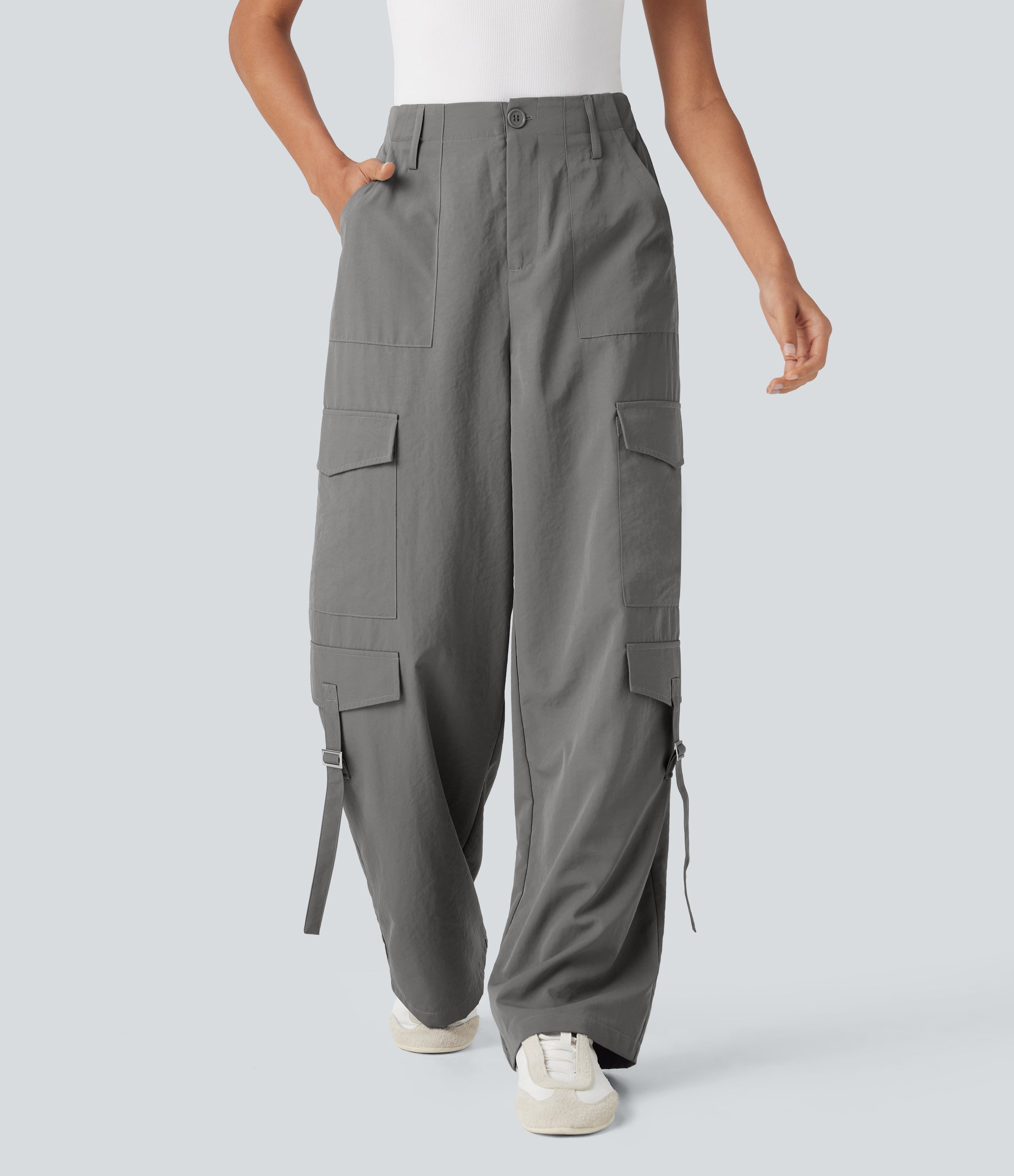High Waisted Travel Cargo Pants with Pockets