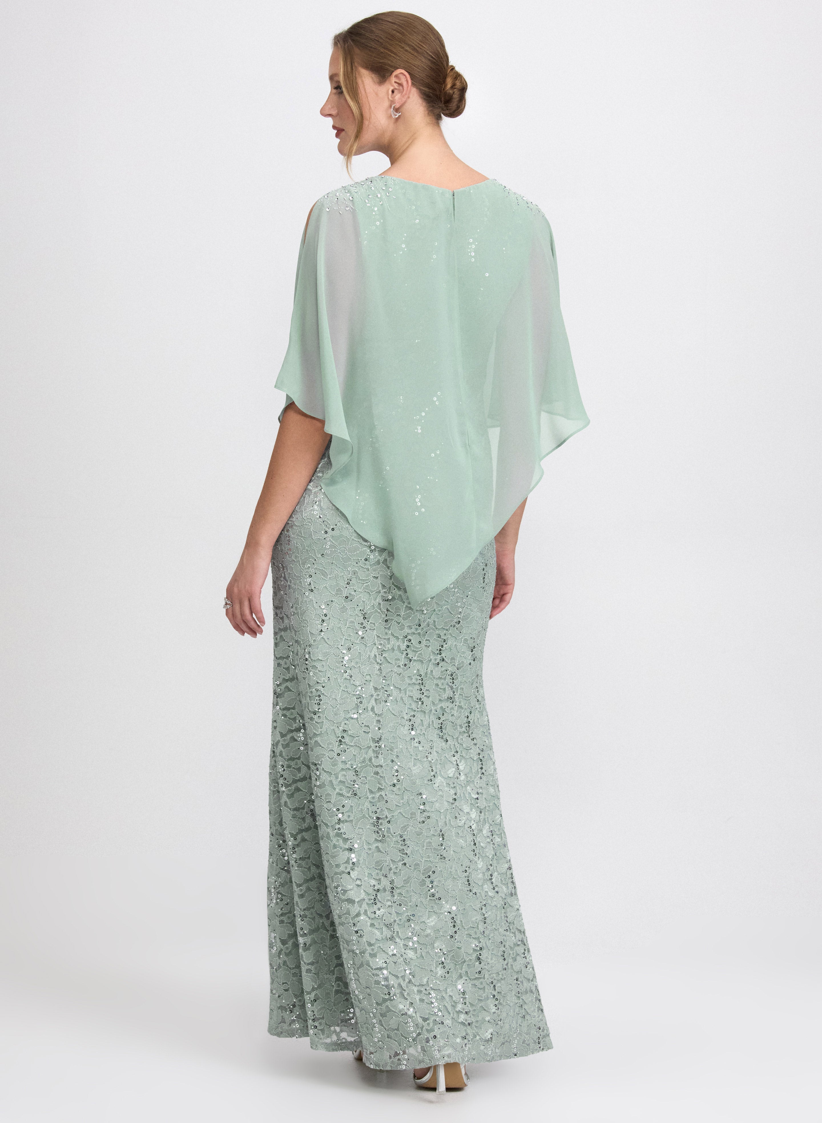 Lace Capelet Overlay Dress