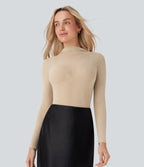 Sheer Mesh Mock-neck Snap Casual Bodysuit
