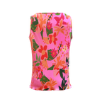 Colorful Floral Sleeveless Tropical Pattern V-Neck Vest Top & Pleated Pants
