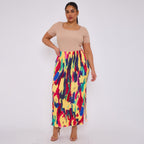 Abstract Tie-dye Vintage Women Skirt Plus Size