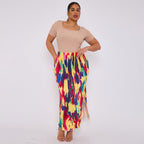 Abstract Tie-dye Vintage Women Skirt Plus Size