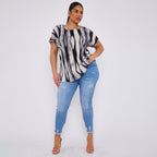Monochrome Ripple Crew Neck Short Sleeve Shirt