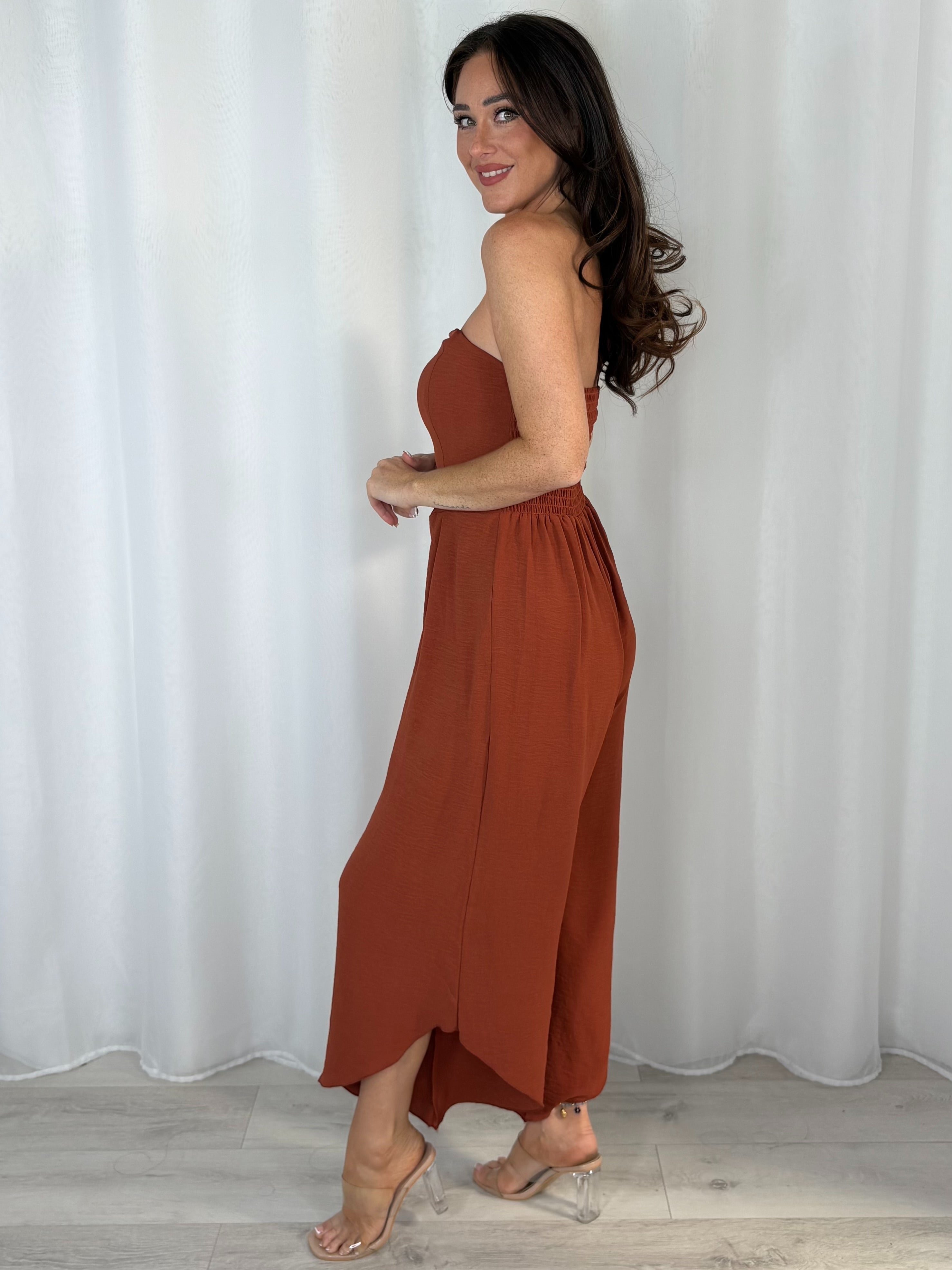 Bandeau Jumpsuit With Tapered Leg (6 Colours)