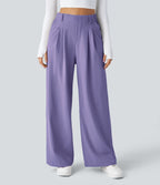 FlexTM High Waisted Side Pocket Wide Leg Waffle Work Pants