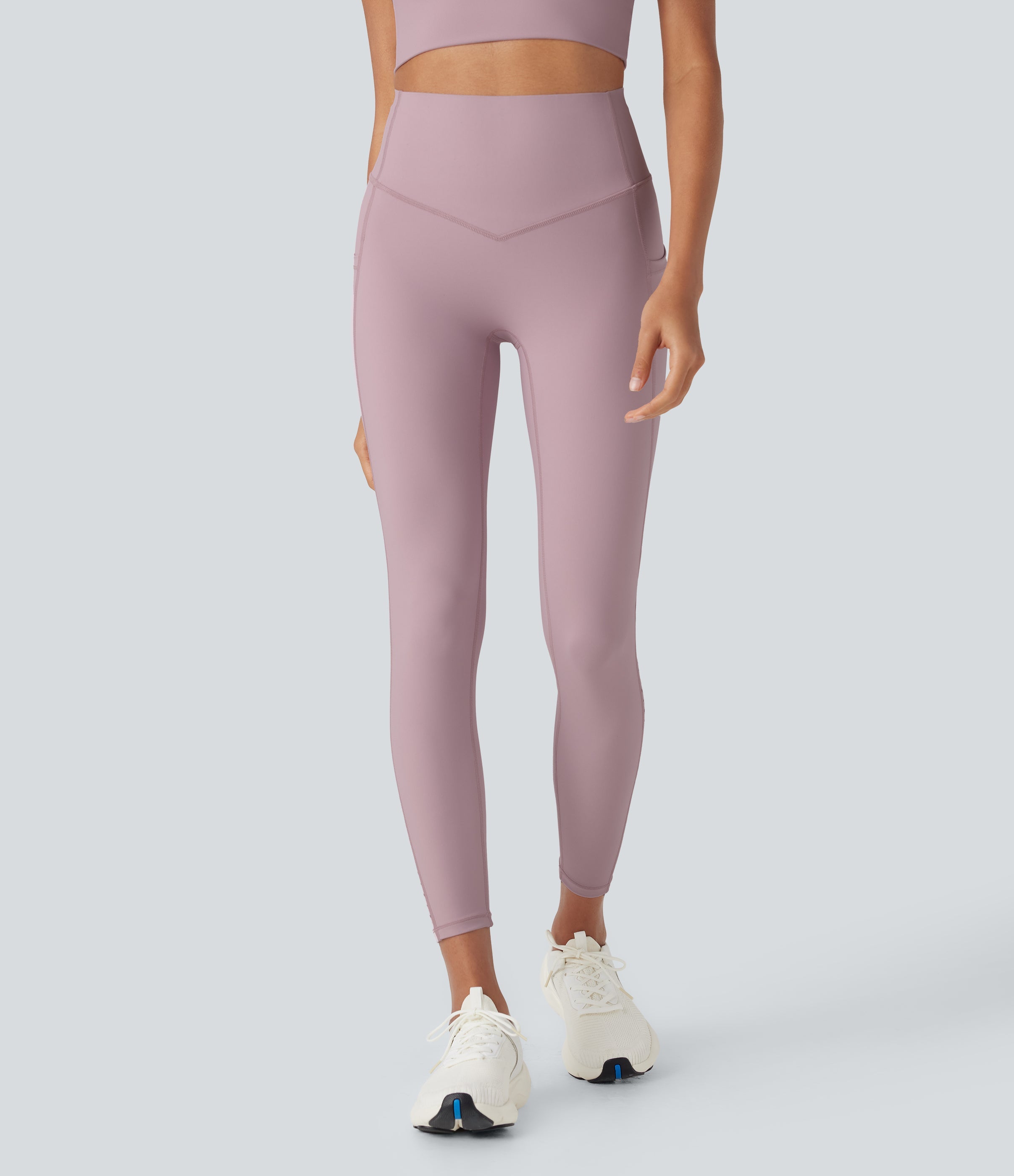 UltraSculptTM Cool Quick Dry SoCinched High Waisted Tummy Control Ventilation Perforated Yoga Leggings with Pockets-UPF50+