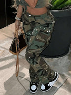 Women Camouflage Casual Young Fashion Denim Jeans