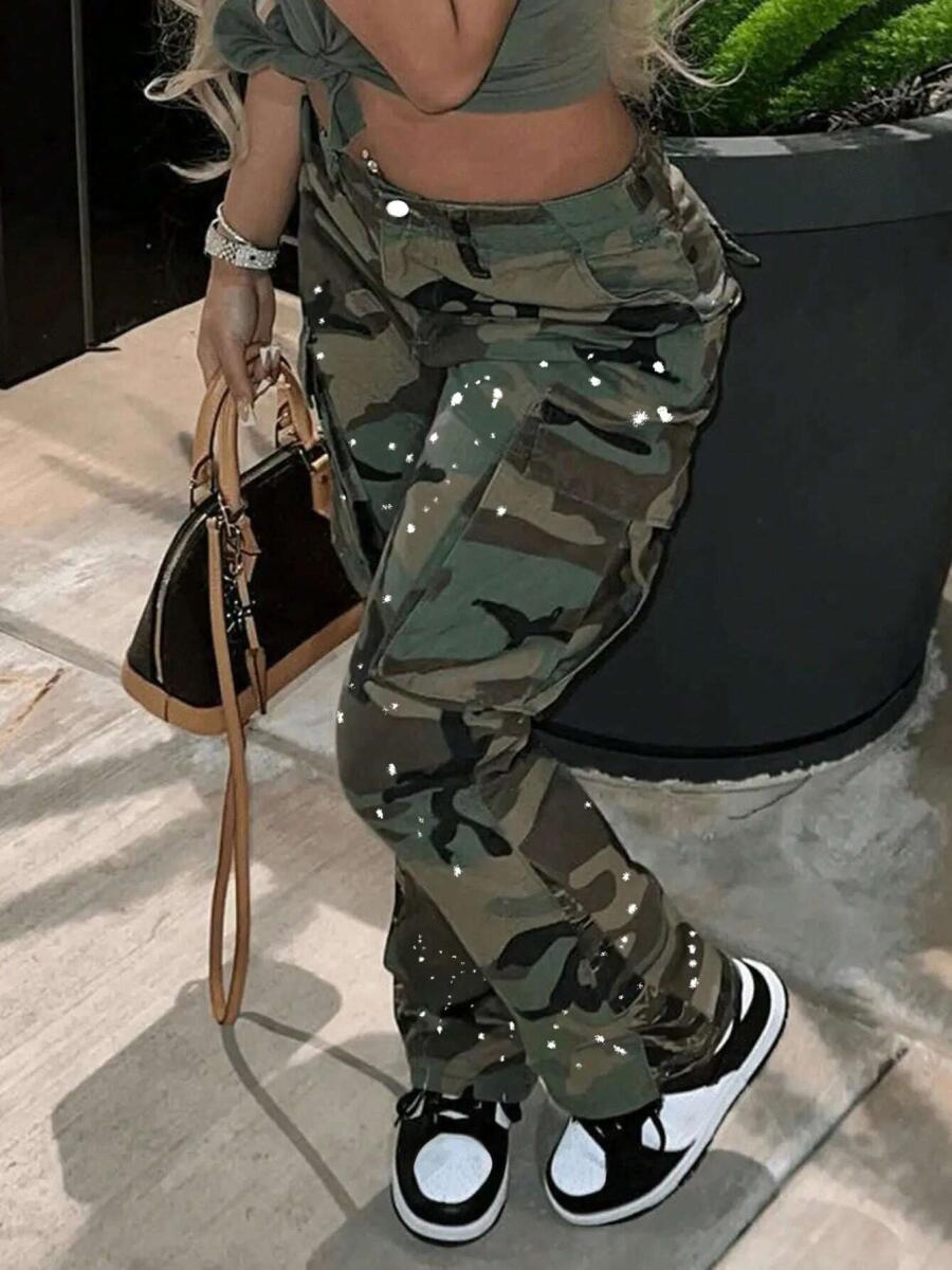 Women Camouflage Casual Young Fashion Denim Jeans