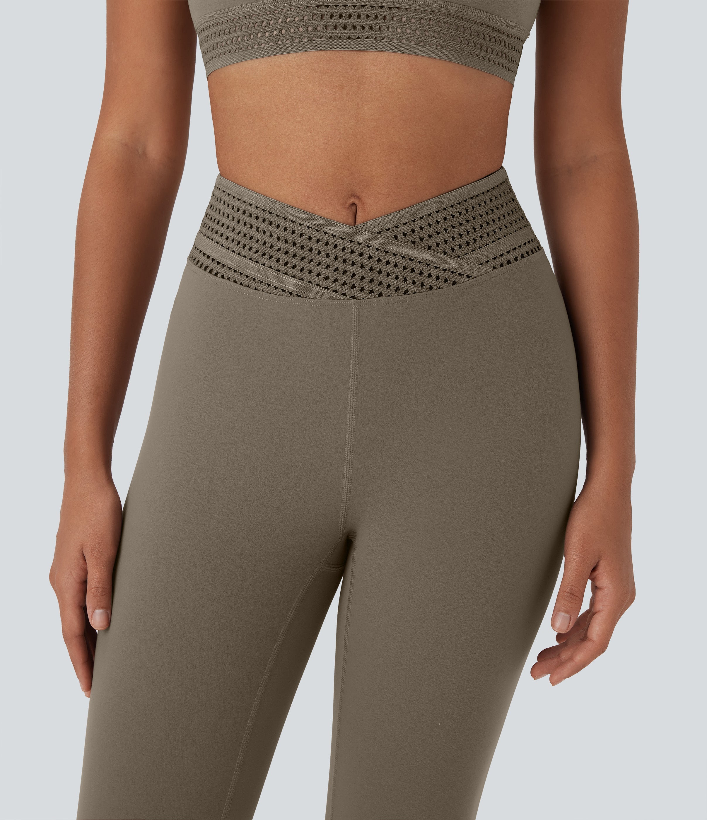 High Waisted Crossover Cut Out Yoga Leggings