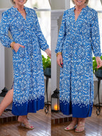 NEW🔥 V-Neck Printed Slit Dress