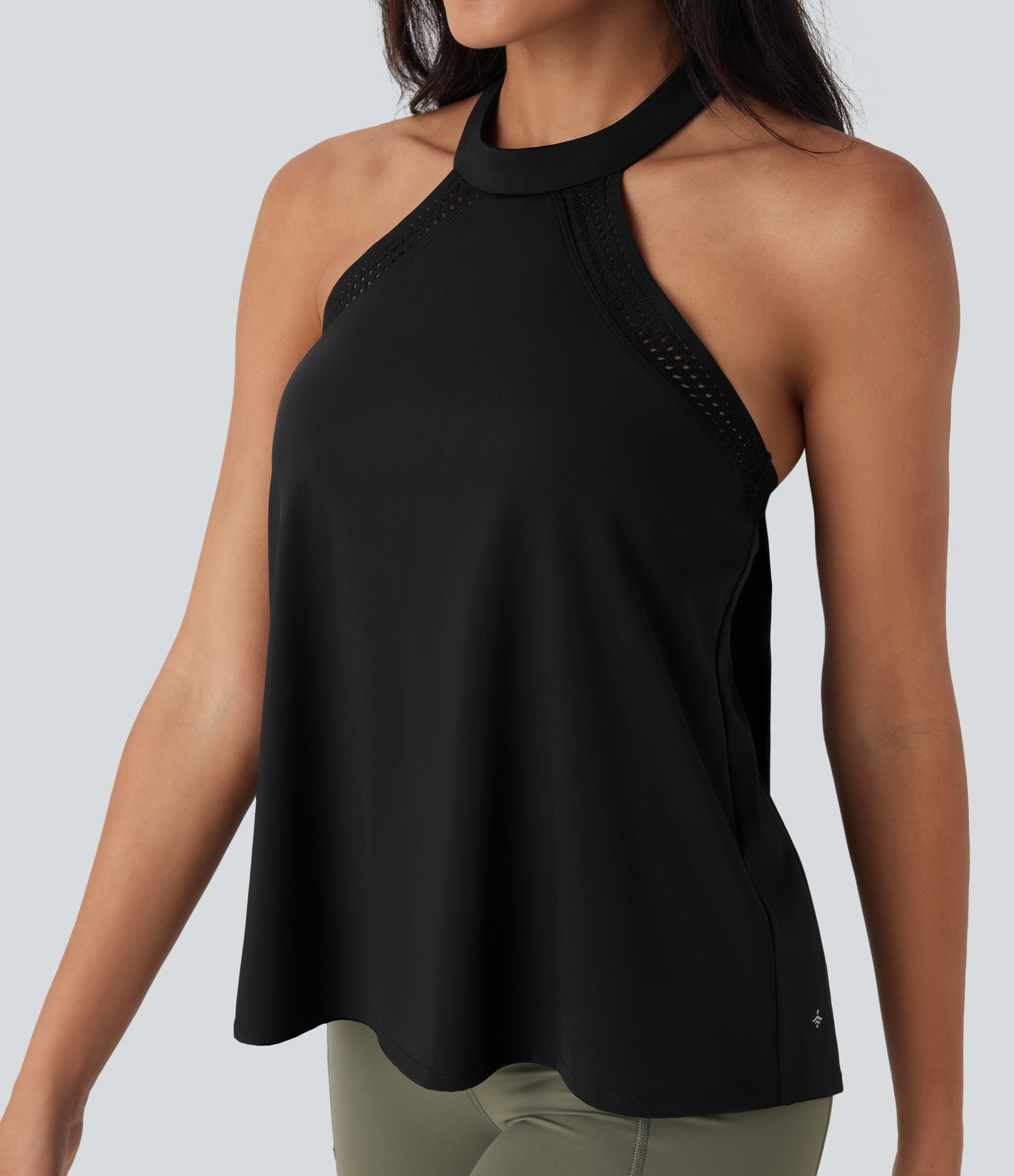 SoftlyZeroTM Airy Halter Draped Cool Touch Yoga Top-UPF50+