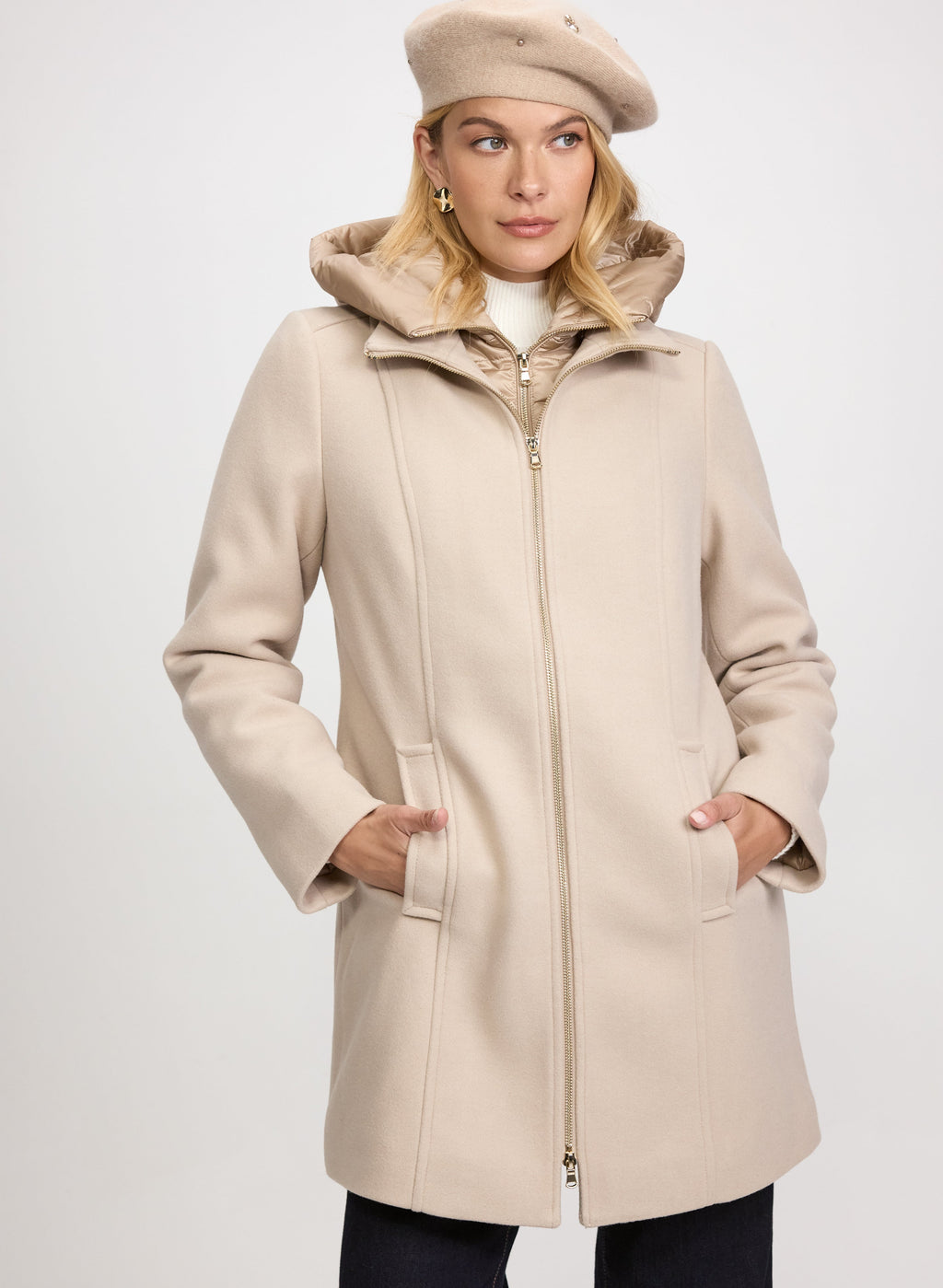 Stretch Wool Blend Coat