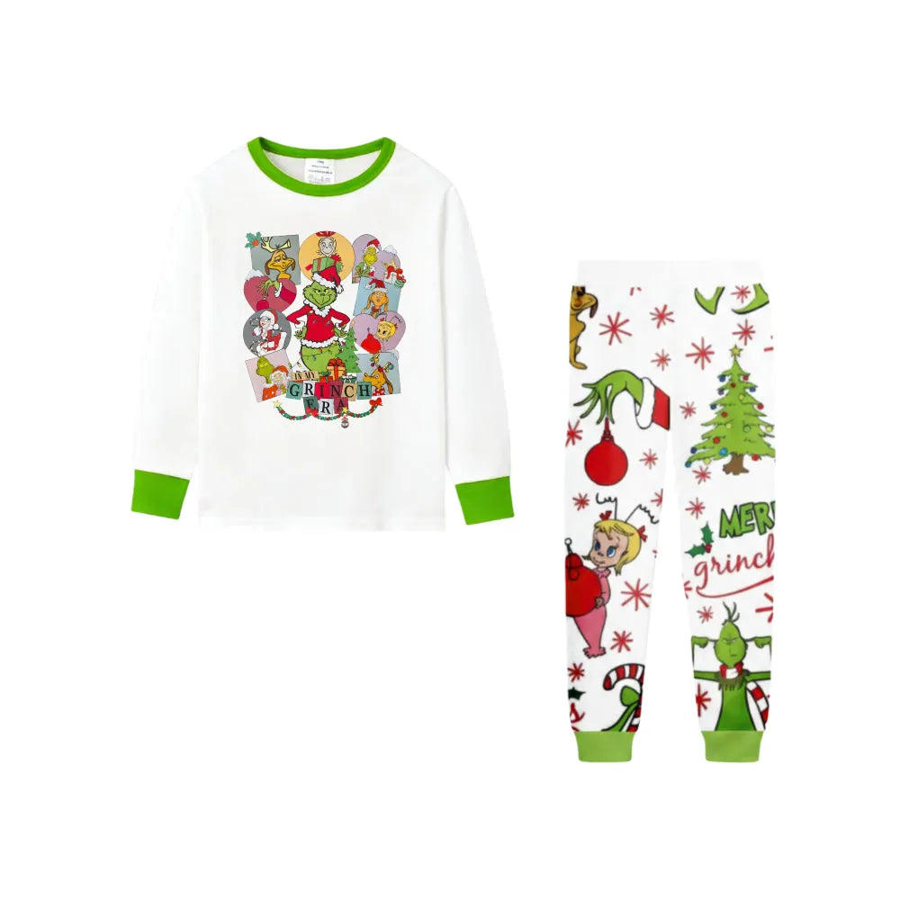 Holiday Family Christmas Pajamas Set With Xmas Character Pattern Print