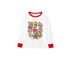 Family Christmas White Pajamas Set With Artistic Christmas Character Print