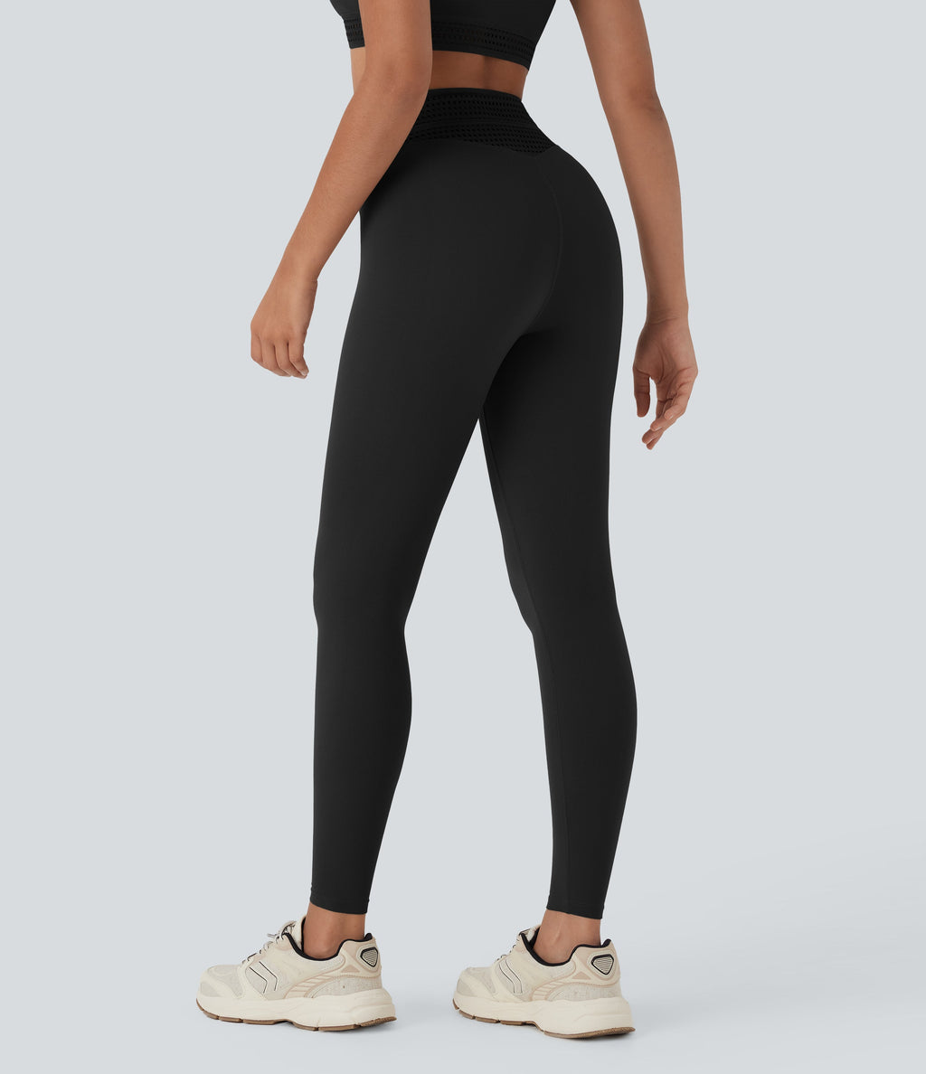 High Waisted Crossover Cut Out Yoga Leggings
