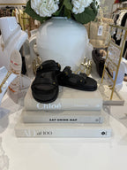 Double Strap Gold Stud Detail Sandal (3 Colours)