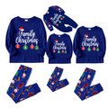 Family Christmas 2025 Pajamas Set - Blue Top / Santa Print Pants