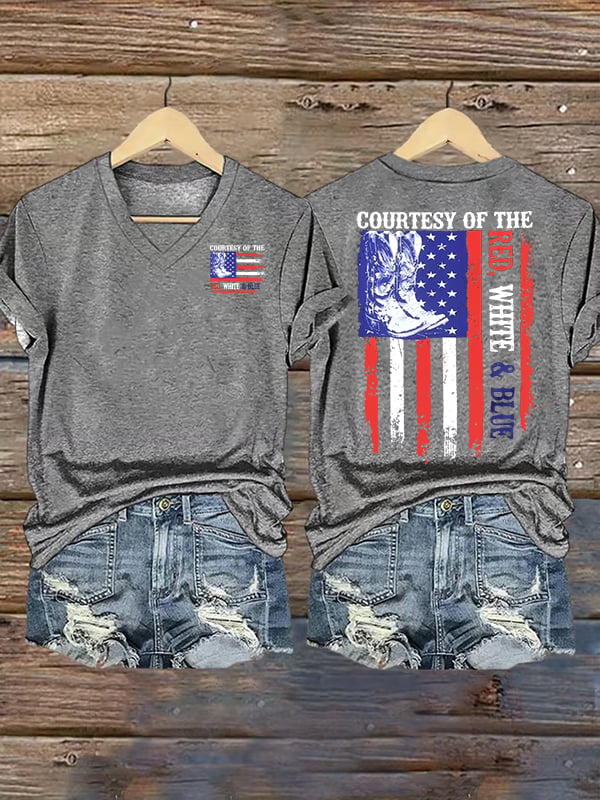 Women's  Courtesy Of Red White And Blue 250th Anniversary Flags T-Shirt