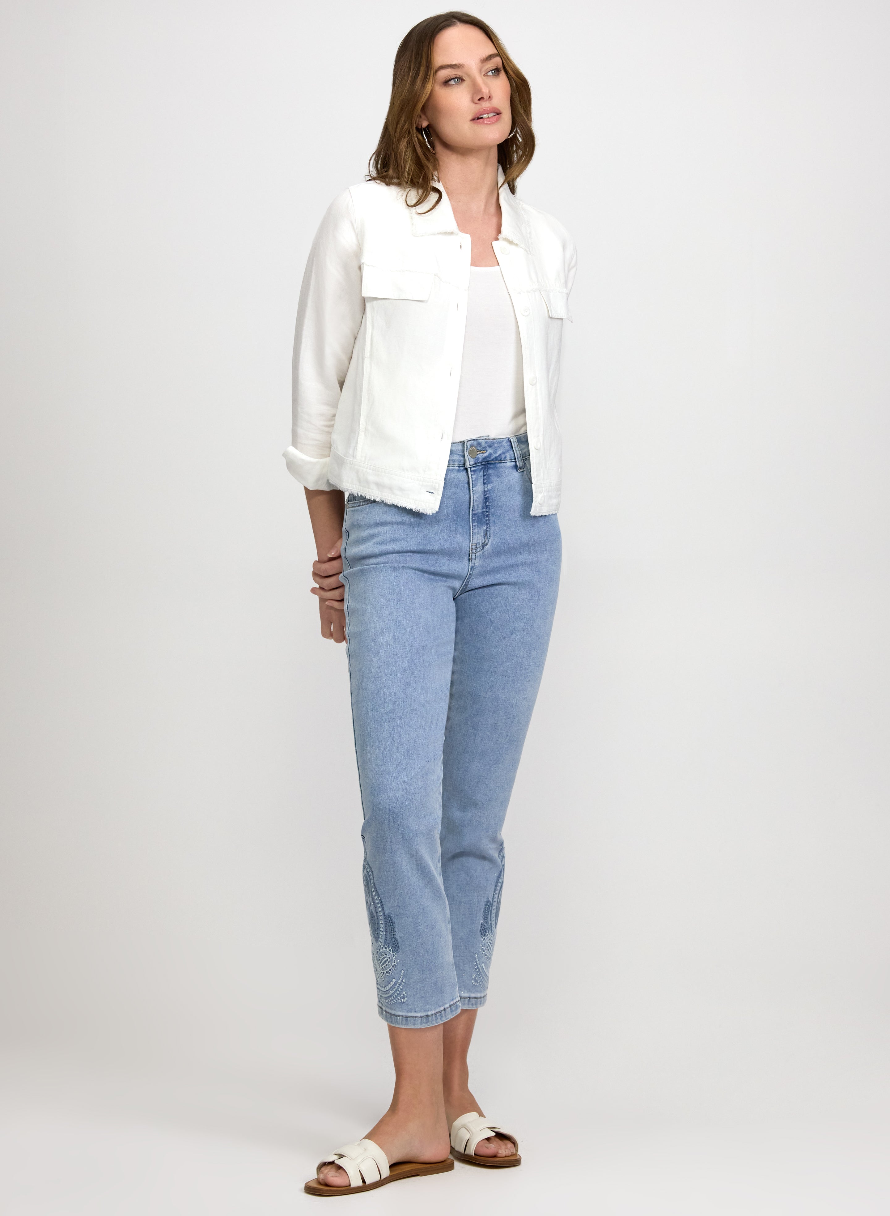 Frayed Linen-Blend Jacket