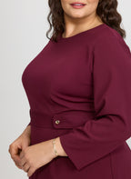 Buttoned-Tab Sheath Dress - Plus