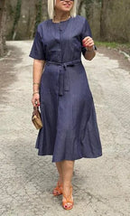 NEW🔥Women's Denim Shirt Dress with Blue Belt