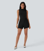 Mock-Neck Sleeveless Casual Jumpsuit with Pockets-Easy Peezy
