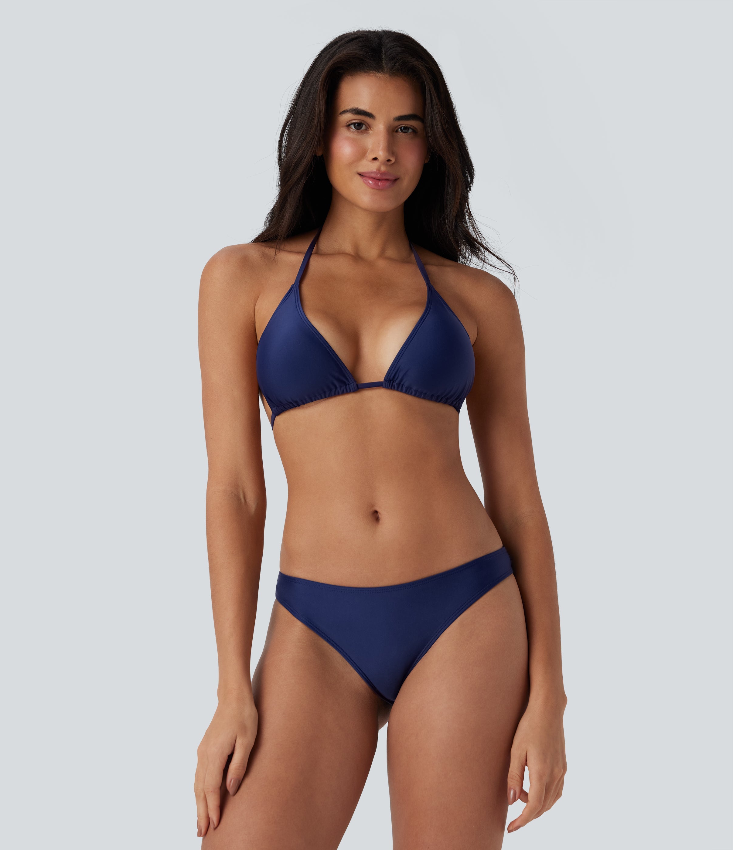 Sheer Mesh Halter Tie Back Drawstring 3-Piece Bikini Set