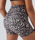 High Waisted Leopard Print Yoga Biker Shorts 3'' with Pockets