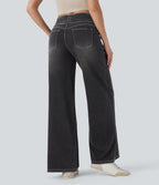 FlexTM SoCinched Mid Rise Tummy Control Casual Baggy Jeans with Pockets