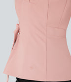 V Neck Sleeveless Wrapped Belted Work Jacket