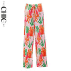 Featuring Tropical Floral Design V-Neck Vest Top & Pleated Pants